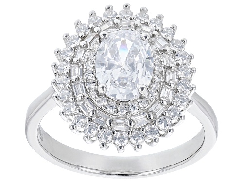 Photo of Pre-Owned Bella Luce® 2.99ctw White Diamond Simulant Rhodium Over Sterling Silver Ring(1.81ctw DEW) - Size 7
