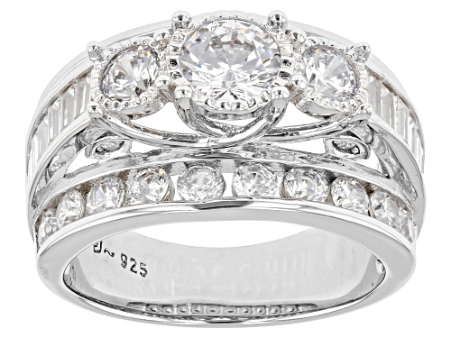 Pre-Owned Bella Luce® 4.72ctw White Diamond Simulant Rhodium Over Sterling Silver Ring 2.86ctw DEW) - Size 5