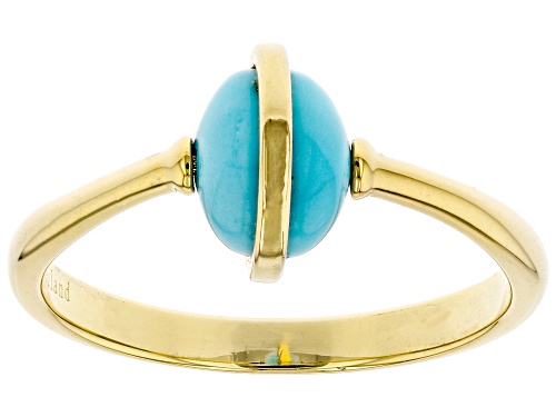 Photo of Pre-Owned 7mm Round Blue Kingman Turquoise 18K Gold Over Silver Spinner Ring - Size 9