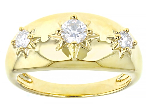 Photo of Pre-Owned MOISSANITE FIRE(R) .43CTW DEW ROUND 14K YELLOW GOLD OVER SILVER RING - Size 9