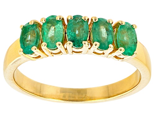 Pre-Owned 0.93ctw Oval Zambian Emerald 18K Yellow Gold Over Sterling Silver Ring - Size 9