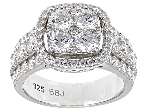 Pre-Owned Bella Luce® 4.67ctw White Diamond Simulant Rhodium Over Sterling Silver Ring(2.83ctw DEW) - Size 8