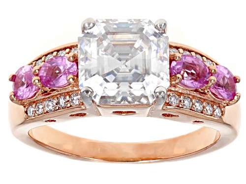 Pre-Owned MOISSANITE FIRE(R) 3.16CTW DEW & PINK SAPPHIRE 14K ROSE GOLD OVER SILVER RING - Size 8