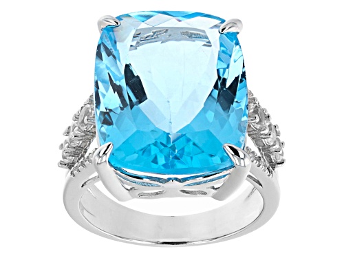 Pre-Owned 23.00ct Glacier Topaz™ With 0.98ctw White Topaz Rhodium Over Silver Ring - Size 8