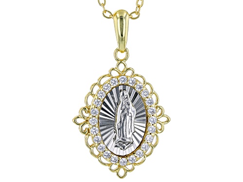 Photo of Pre-Owned Bella Luce® 0.34ctw Diamond Simulant Rhodium And Eterno™ Yellow Gold Over Silver Pendant W