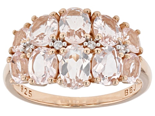 Pre-Owned 2.27ctw Oval Morganite With 0.04ctw Round White Zircon 18k Rose Gold Over Sterling Silver - Size 6