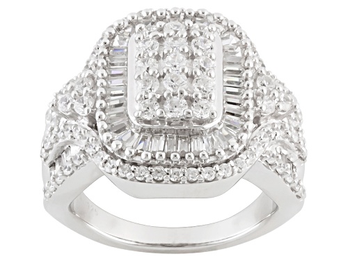 Photo of Pre-Owned Bella Luce ® 3.55ctw Diamond Simulant Rhodium Over Sterling Silver Ring (2.11ctw Dew) - Size 5