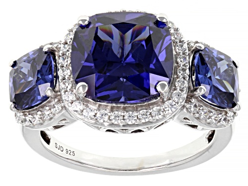Pre-Owned Charles Winston For Bella Luce® 9.81ctw Tanzanite And Diamond Simulants Rhodium Over Silve - Size 7