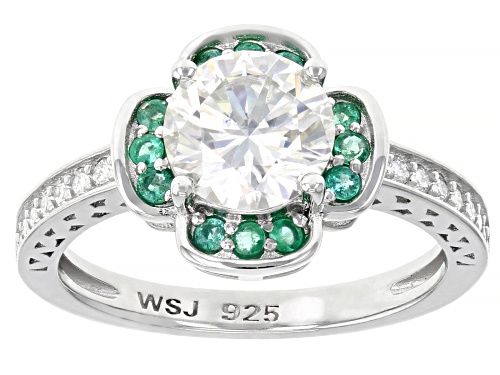 Pre-Owned MOISSANITE FIRE(R) 1.64CTW DEW AND ZAMBIAN EMERALD PLATINEVE(R) RING - Size 11