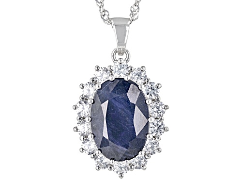 Pre-Owned Cristina's Holiday Collection 9.17ctw Mahaleo® Sapphire & Zircon Rhodium Over Silver Penda