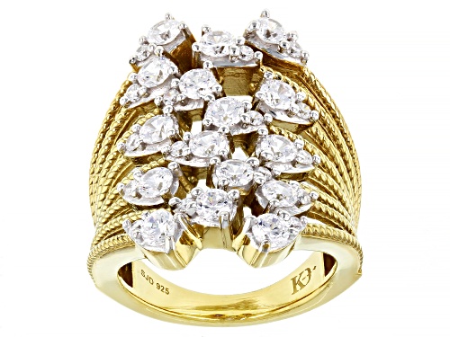 Photo of Pre-Owned Koadon® Bella Luce® 3.40ctw White Diamond Simulant Eterno™ Yellow Gold Over Silver Ring - Size 7
