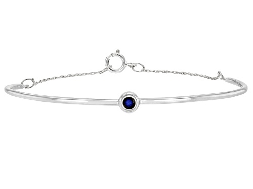 Photo of Pre-Owned .10ct Round Blue Sapphire Solitaire Rhodium Over 10k White Gold Bracelet - Size 6