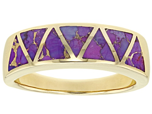 Pre-Owned Southwest Style By JTV™ Purple Turquoise 18k Yellow Gold Over Silver Band Ring - Size 12