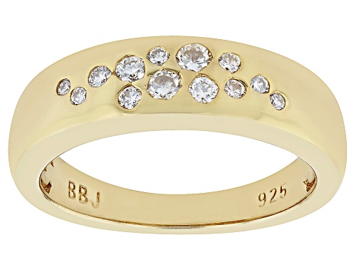 Pre-Owned MOISSANITE FIRE(R) .34CTW DEW ROUND 14K YELLOW GOLD OVER SILVER RING - Size 9