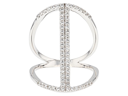 Pre-Owned 0.70ctw Round White Zircon Rhodium Over Sterling Silver Ring - Size 6