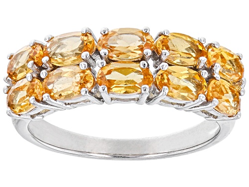 Pre-Owned Exotic Jewelry Bazaar™ 3.01ctw Mandarin Garnet Rhodium Over Silver Multi Row Band Ring - Size 9