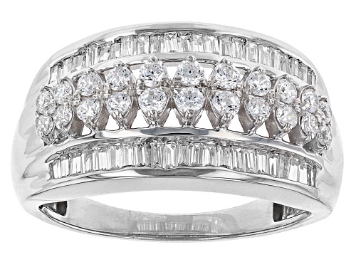 Pre-Owned Bella Luce® 1.35ctw White Diamond Simulant Platinum Over Sterling Silver Ring (0.81ctw DEW - Size 5