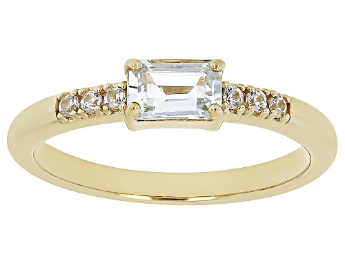 Pre-Owned .45ct Aquamarine with .07ctw White Zircon 18k Yellow Gold Over Serling Silver March Births - Size 7