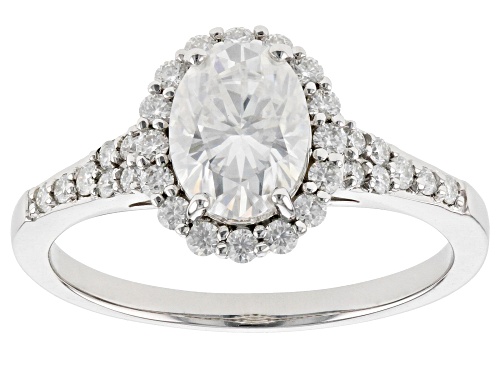 Pre-Owned MOISSANITE FIRE(R) 1.98CTW DEW OVAL & ROUND RHODIUM OVER 10K WHITE GOLD RING - Size 6