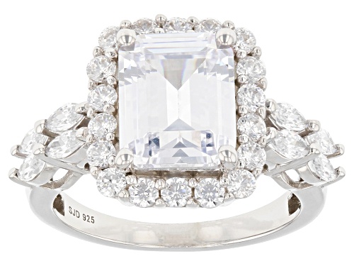 Pre-Owned Charles Winston Bella Luce®8.01ctw White Diamond Simulant Rhodium Over Silver Ring (4.85ct - Size 6