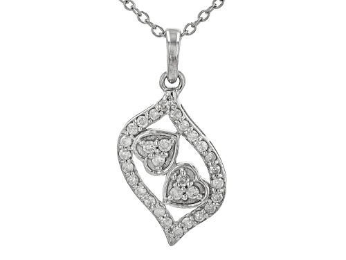 Pre-Owned 0.35ctw Round White Diamond Platinum Over Sterling Silver Heart Pendant With 18" Cable Cha