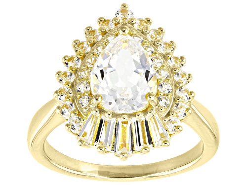 Pre-Owned 3.08ctw Mixed Shape Lab Created White Sapphire 18k Yellow Gold Over Silver Ring - Size 9