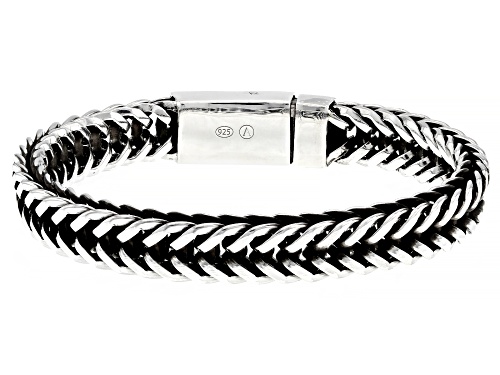 Pre-Owned Sterling Silver Oxidized 9.4mm Wheat Link Bracelet - Size 7.5
