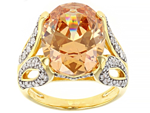Pre-Owned Bella Luce ® 16.45ctw Champagne And White Diamond Simulants Eterno™ Yellow Ring (9.56ctw D - Size 5