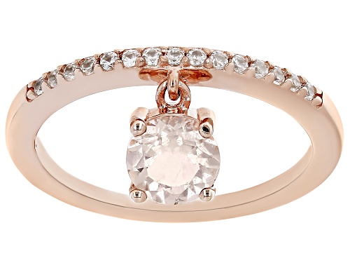 Pre-Owned 0.68ct Round Morganite And 0.19ctw Round White Zircon 18k Rose Gold Over Sterling Silver C - Size 7