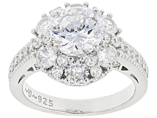 Photo of Pre-Owned Bella Luce® 5.67ctw White Diamond Simulant Rhodium Over Sterling Silver Ring(3.43ctw DEW) - Size 7