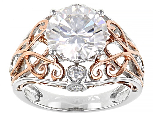 Pre-Owned MOISSANITE FIRE(R) 3.92CTW DEW ROUND PLATINEVE(R) RING WITH 14K RG ACCENT - Size 10