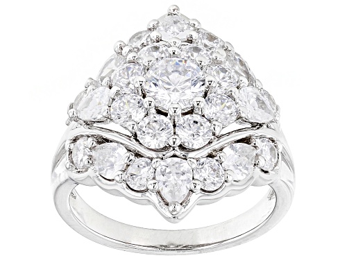 Pre-Owned Bella Luce® 5.19ctw White Diamond Simulant Platinum Over Sterling Silver Ring - Size 5