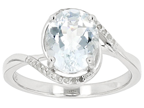 Pre-Owned 1.90ct Oval Aquamarine With 0.08ctw White Diamond Accent Rhodium Over Sterling Silver Ring - Size 9