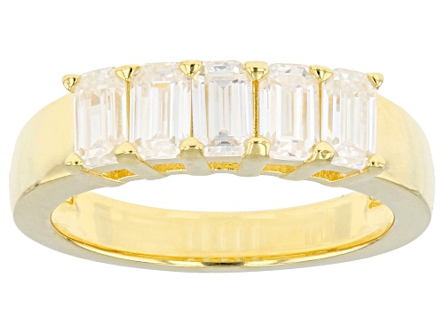 Pre-Owned MOISSANITE FIRE(R) 1.35CTW DEW EMERALD CUT 14K YELLOW GOLD OVER SIVER RING - Size 6