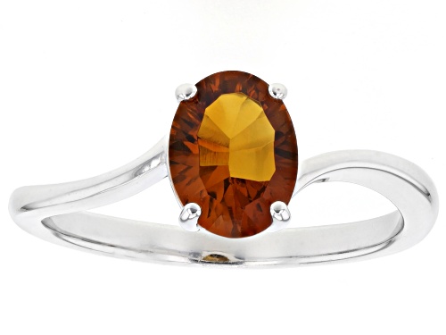 Pre-Owned 1.00ct Oval Orange Madeira Citrine Rhodium Over Sterling Silver Solitaire Ring - Size 8