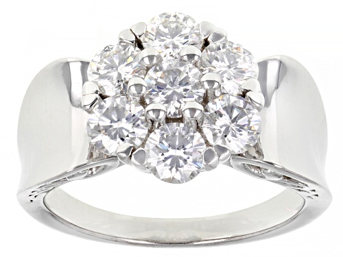 Pre-Owned MOISSANITE FIRE(R) 1.61CTW DEW ROUND  PLATINEVE(R) CLUSTER RING - Size 6