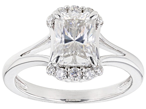 Pre-Owned MOISSANITE FIRE(R) 2.06CTW DEW OCTAGONAL RADIANT CUT & ROUND PLATINEVE(R) RING - Size 7