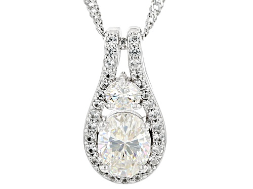 Pre-Owned 1.85ctw Strontium Titanate & White Zircon Rhodium Over Silver Pendant & Chain