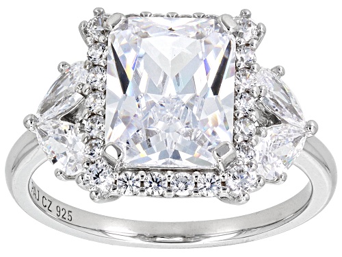 Pre-Owned Bella Luce® 6.62ctw White Diamond Simulant Platinum Over Silver 27th Anniversary Ring (4.0 - Size 6