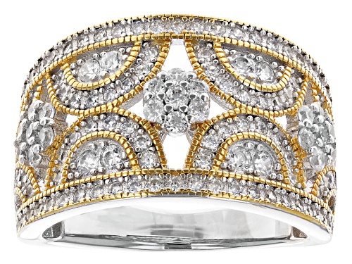 Pre-Owned Bella Luce® 1.78ctw White Diamond Simulant Rhodium And 14k Yellow Gold Over Silver Ring(1. - Size 6