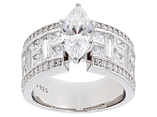 Pre-Owned Bella Luce® 4.08ctw White Diamond Simulant Rhodium Over Sterling Silver Ring (2.47ctw DEW) - Size 10