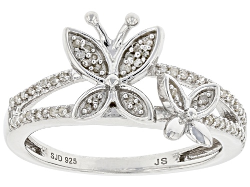 Pre-Owned Joy And Serenity By Jane Seymour™ 0.15ctw White Diamond Rhodium Over Sterling Silver Butte - Size 8