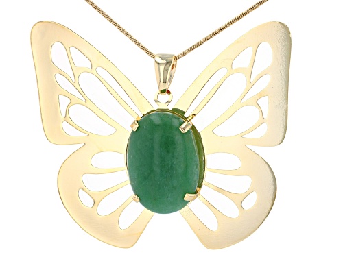 Pre-Owned Artisan Collection of Brazil™ Aventurine Gold Tone Over Brass Butterfly Necklace - Size 24