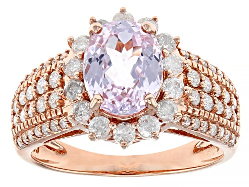Pre-Owned 2.00ct Kunzite And 0.81ctw White Diamond 14K Rose Gold Ring - Size 9.5