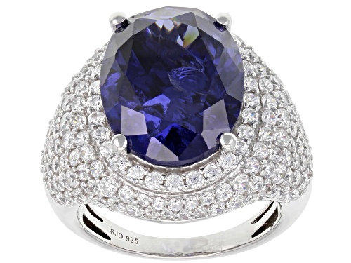 Pre-Owned Charles Winston for Bella Luce® 16.77ctw Tanzanite And Diamond Simulants Rhodium Over Silv - Size 5