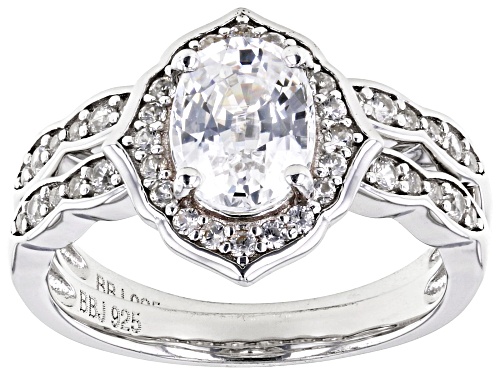 Pre-Owned 1.50ct Oval And 0.55ctw Round White Zircon Rhodium Over Sterling Silver Ring Set - Size 9