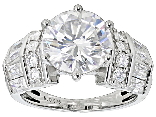 Pre-Owned MOISSANITE FIRE(R) 4.64CTW DEW ROUND & BAGUETTE PLATINEVE(R) RING - Size 10