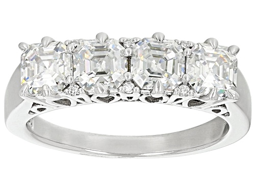 Pre-Owned MOISSANITE FIRE(R) 1.66CTW DEW ASSCHER CUT & ROUND BRILLANT PLATINEVE(R) RING - Size 8