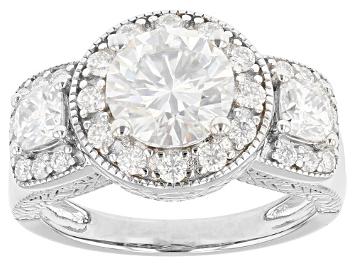 Pre-Owned MOISSANITE FIRE(R) 3.24CTW DEW ROUND & CUSHION PLATINEVE(R) RING - Size 6