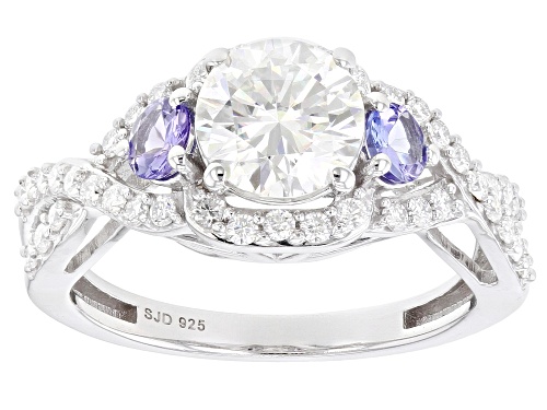 Pre-Owned MOISSANITE FIRE(R) 1.60CTW DEW AND TANZANITE PLATINEVE(R) RING - Size 10